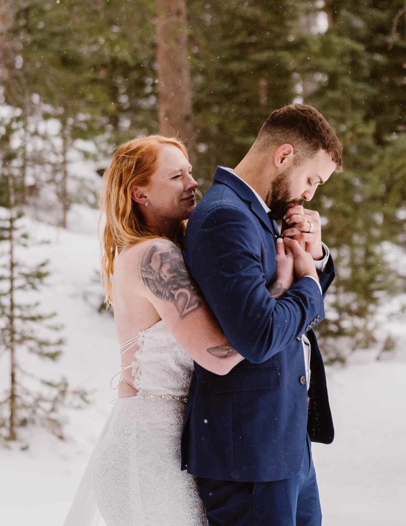 Couple has their portraits taken after their wedding