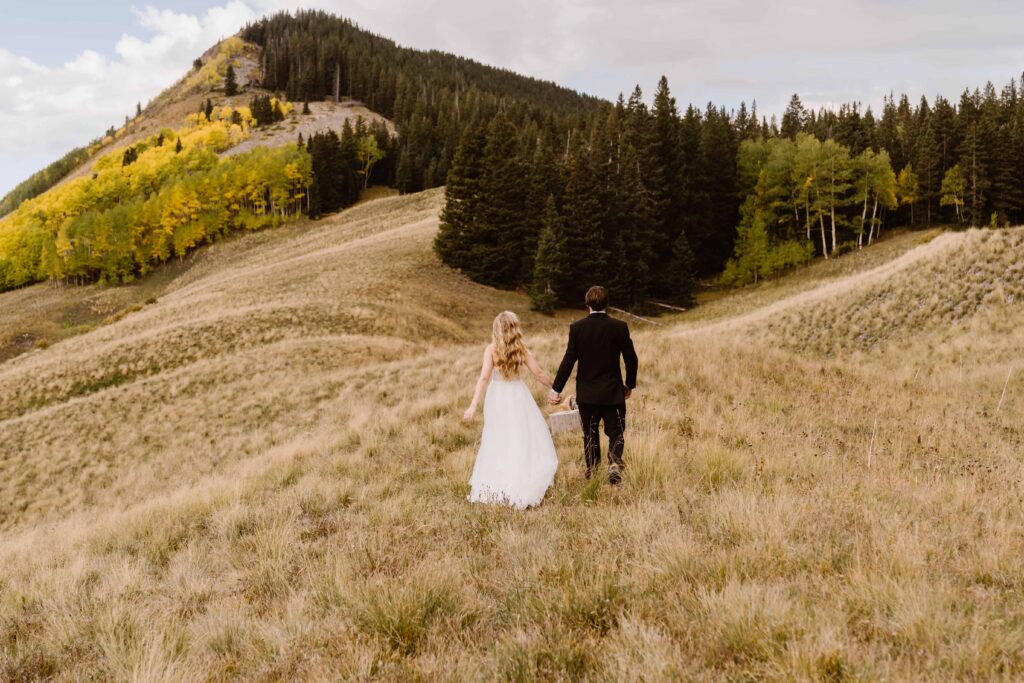 Bride and groom portraits after their elopement in Telluride