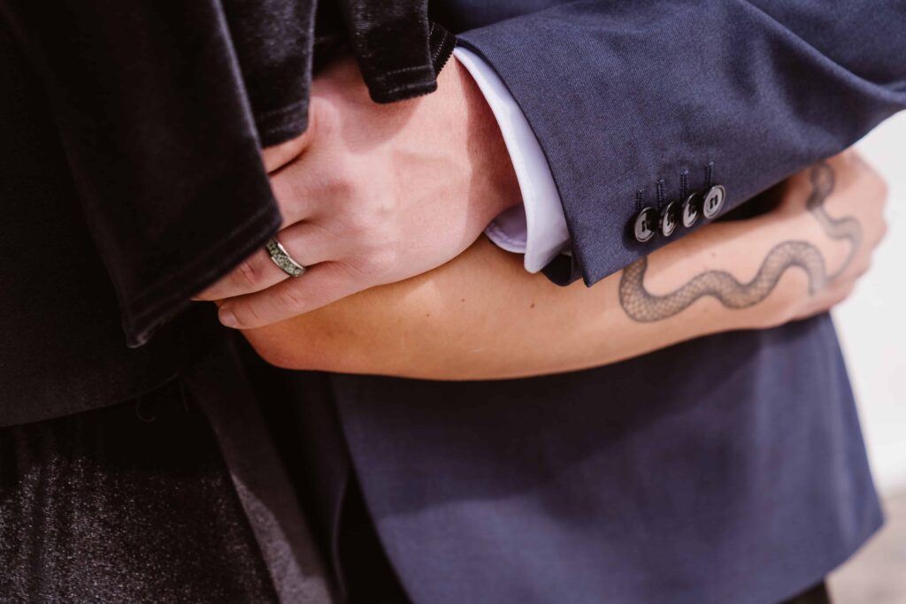Close up of couples hands
