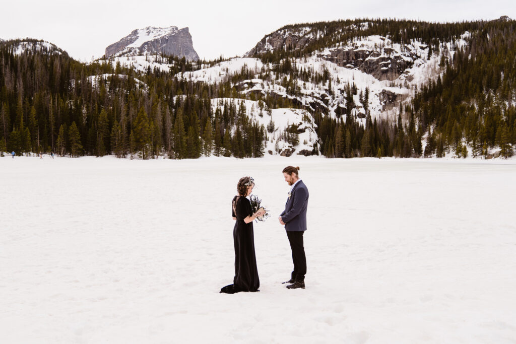 Couple gets married at Bear Lake in Rocky Mountain National Park in Colorado