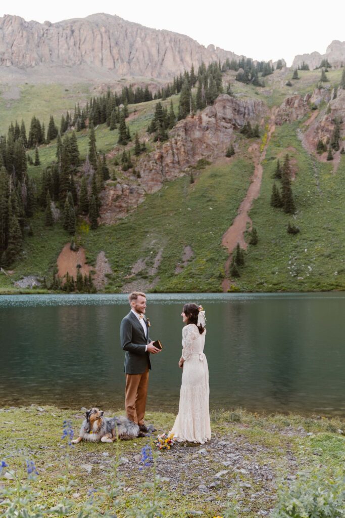 Couple elopes at Blue Lakes in Ridgway, Colorado