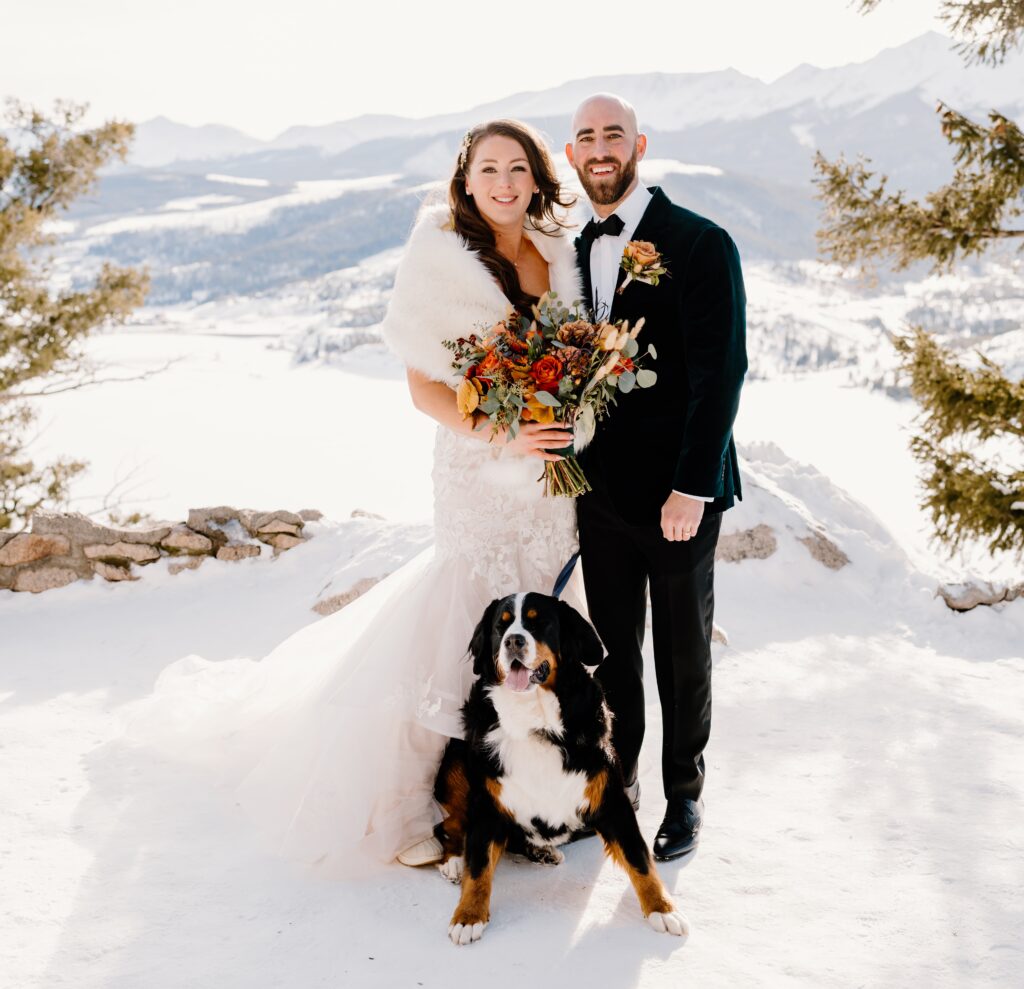 Couples winter elopement at Sapphire Point Overlook in Breckenridge, Colorado