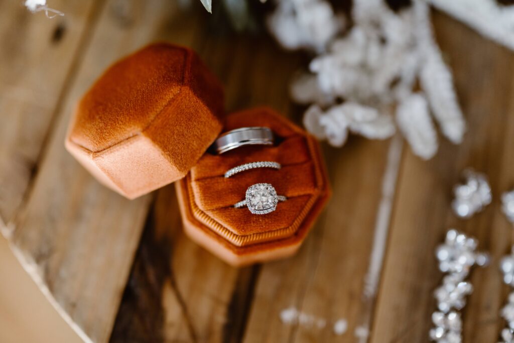 Detail shots of brides wedding accessories