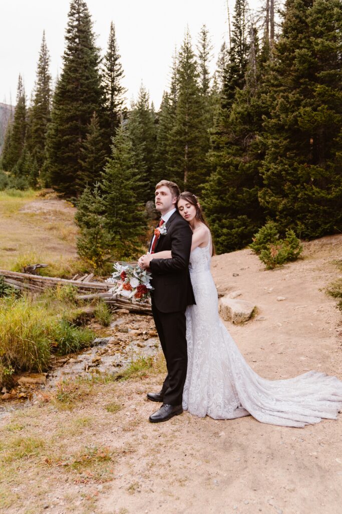 Wedding couples portraits in Rocky Mountain National Park in the fall
