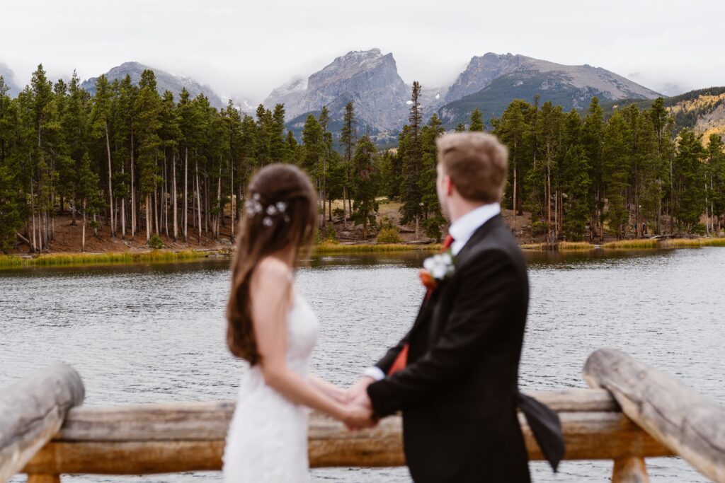 Wedding couples portraits in Rocky Mountain National Park in the fall