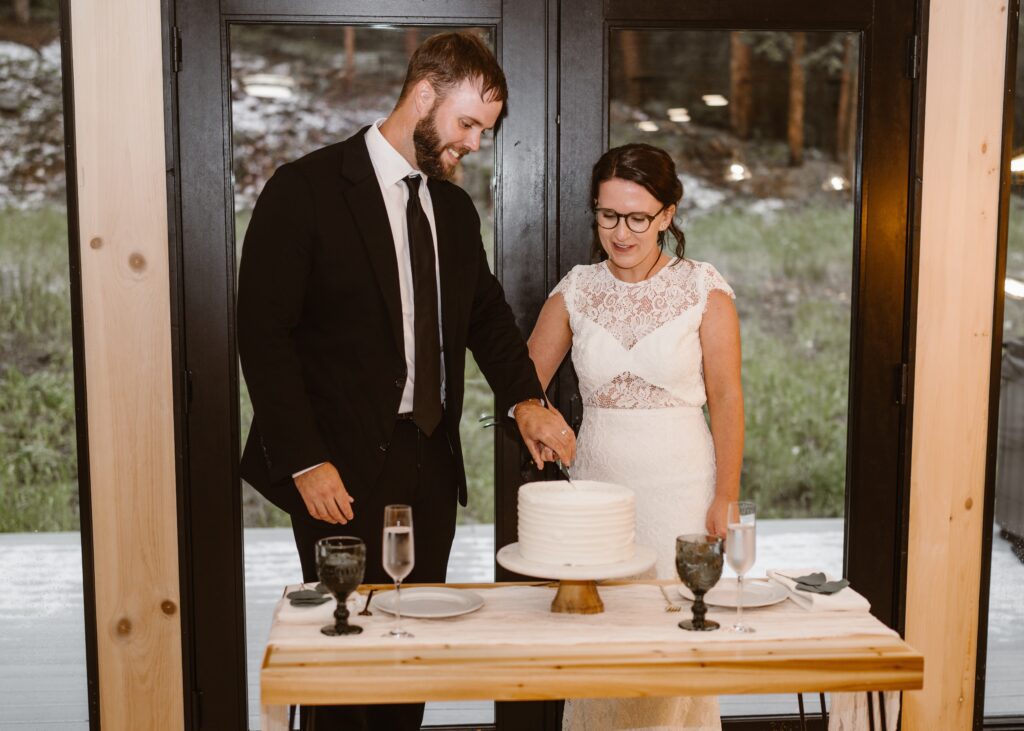Couple cuts their wedding cake