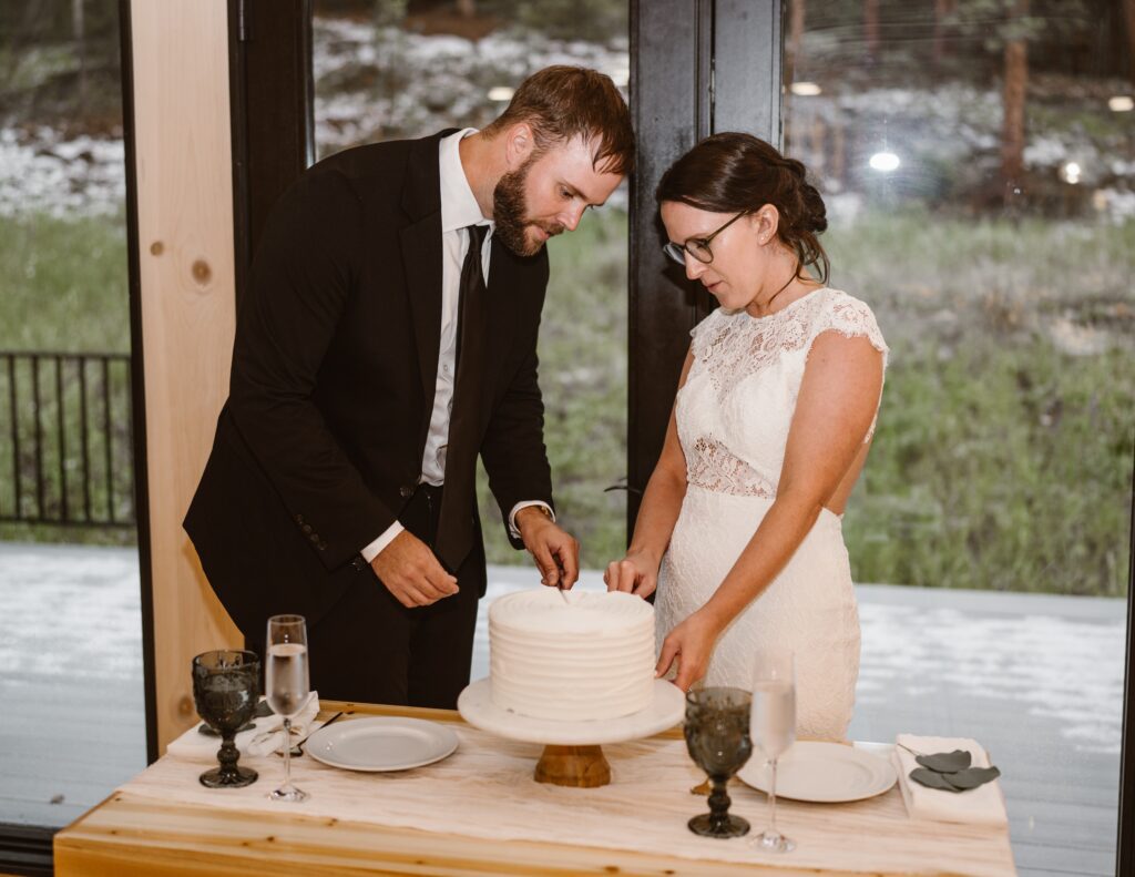 Couple cuts their wedding cake