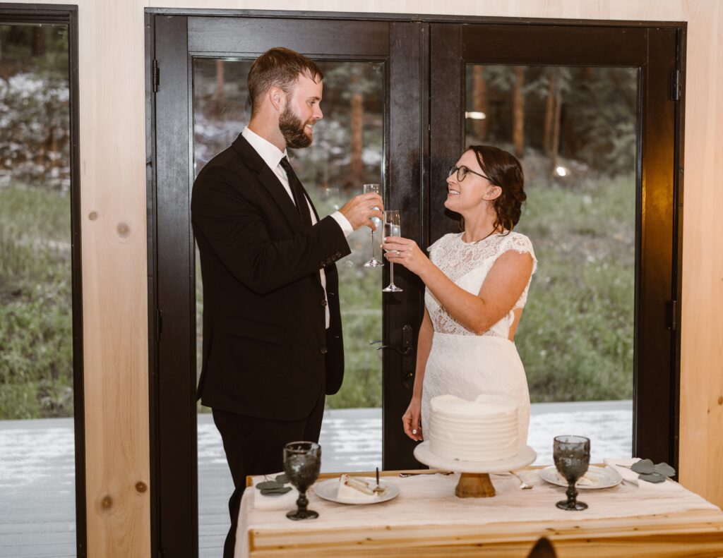 Couple toasts on their wedding day