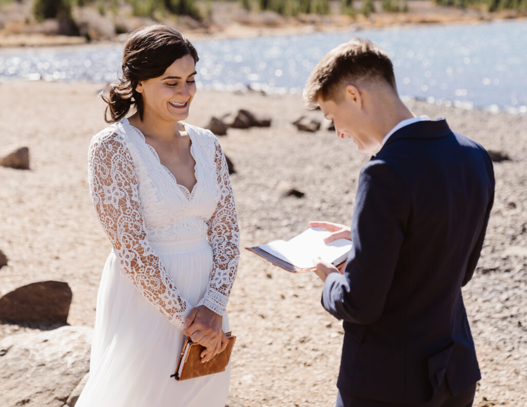 Couple exchanges vows during their elopement in Boulder, Colorado