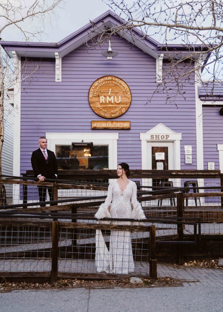 Unique Elopement Portrait at RMU Breckenridge
