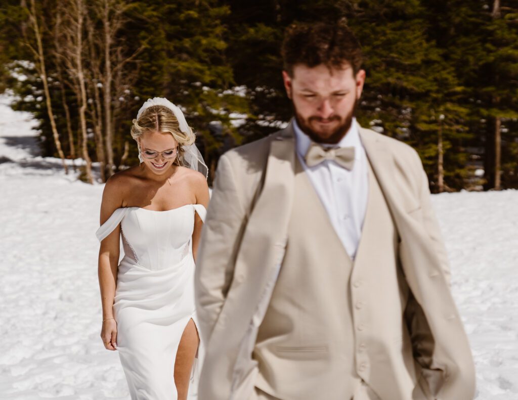 First look at Bear Lake Elopement in Rocky Mountain National Park: Morgan and Layton's Winter Wedding